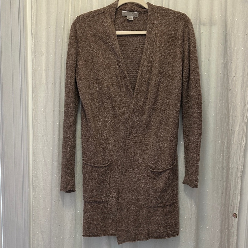 Barefoot Dreams Cardigan Women’s Small Soft Brown Open Front Comfy Cozy Duster